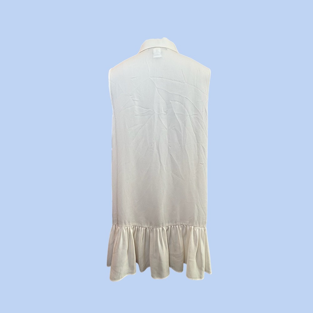 Peplum Ruffle Diane von Furstenberg Sleeveless Luxury Designer Silk Blouse L - Picture 3 of 10